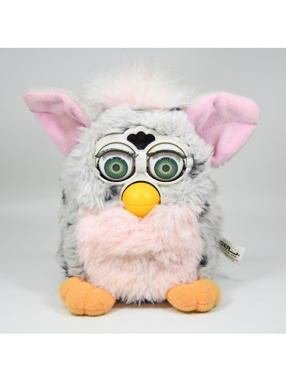 VTG 1998 Furby Leopard Gray Pink Green Eyes Tiger Electronics Works 70-800 AS IS